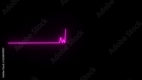 Cardiogram heartbeat pulse glowing purple neon light loop animated background. heart rate loopable animation.