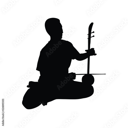 Thai culture musician and music instrument silhouette