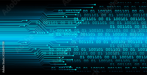 Blue cyber binary circuit future technology concept background