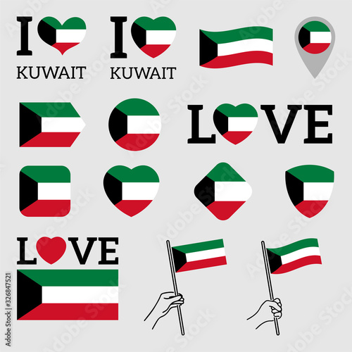 Flag of Kuwait. Set of vector Flags. 