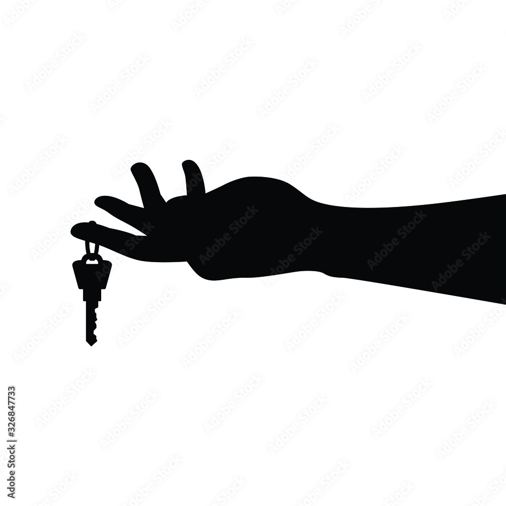 Obraz premium Hand and key silhouette vector