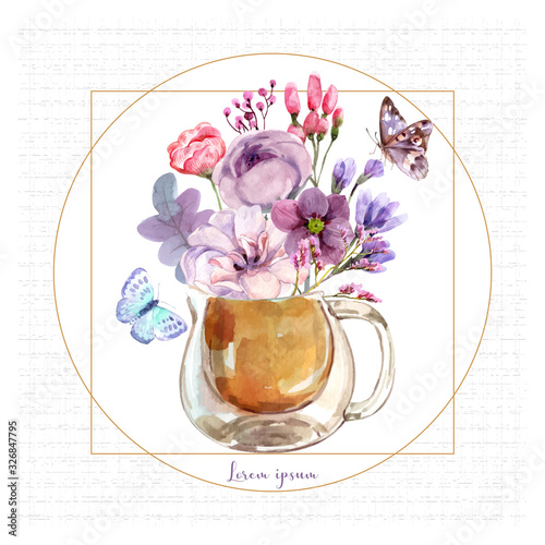 cup of tea with flowers