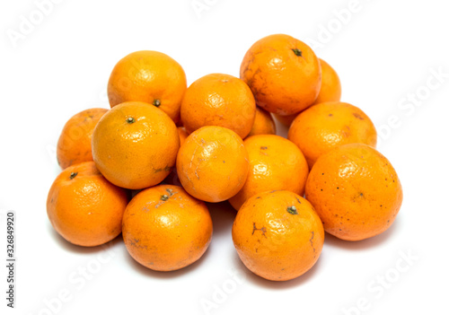 Ripe tangerines isolated on a white background. Ripe citrus fruits.