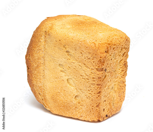 White bread loaf isolated on a white background.