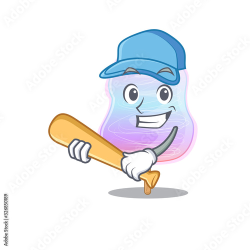 Smiley Funny rainbow cotton candy a mascot design with baseball