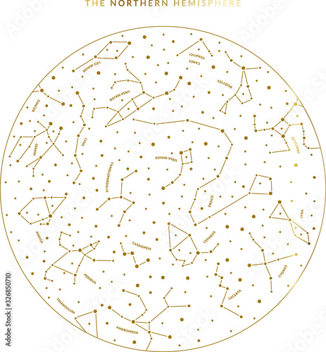 Northern Hemisphere Constellation Map in Vector