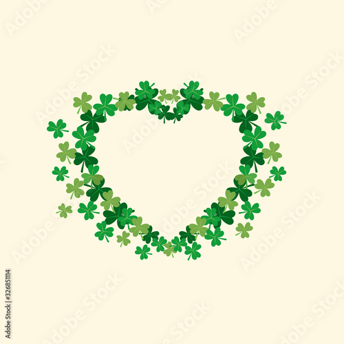 simple Heart made of green small shamrocks leaf vector illustration best for saint Patrick day