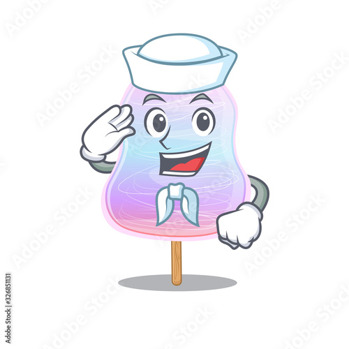 Rainbow cotton candy cartoon concept Sailor wearing hat