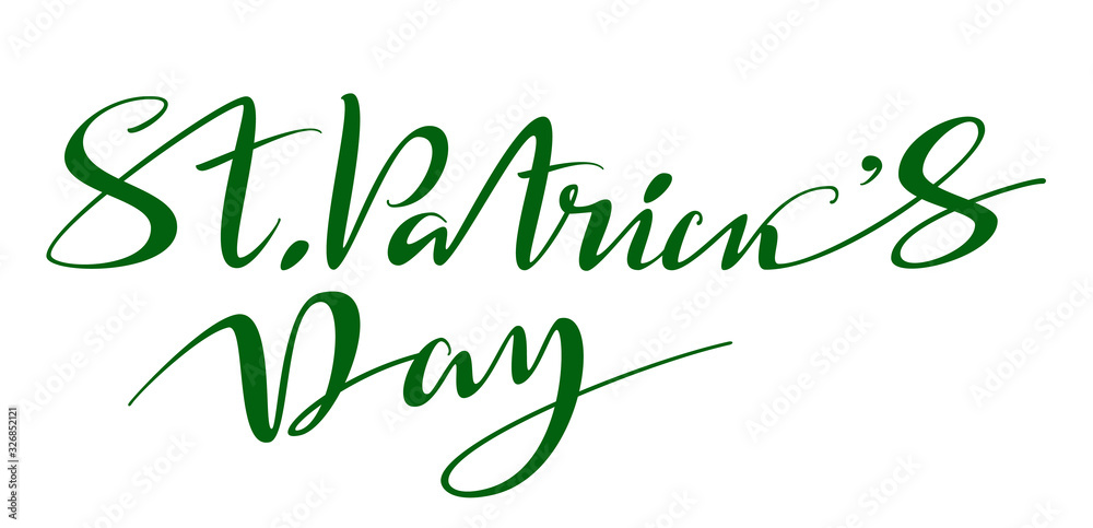 St. Patrick's Day ornate lettering text handwritten for greeting card