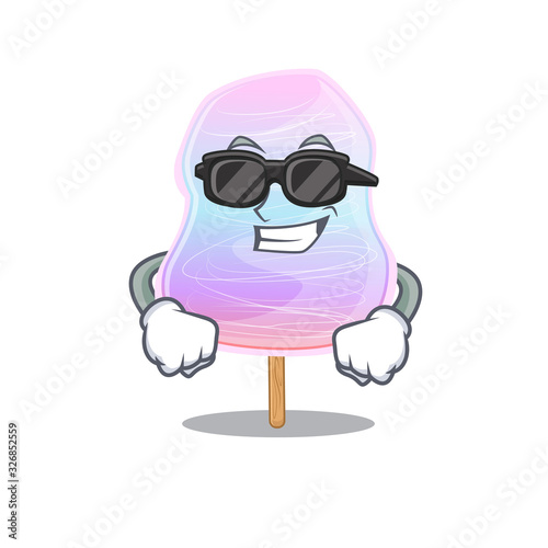 Super cool rainbow cotton candy character wearing black glasses
