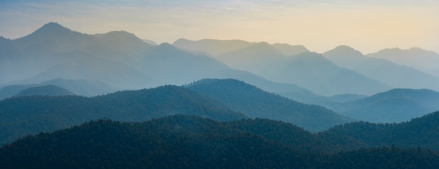 Leinwandbilder Wartezimmer Nebelverhangene Bergwälder in Thailand  © Thanumporn