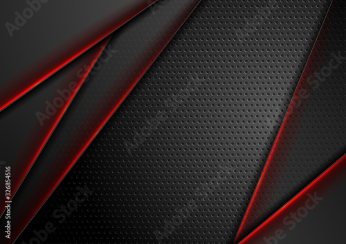 Futuristic technology abstract background with red glowing lines. Vector design