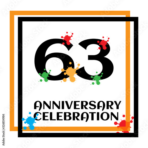 63 anniversary logo vector template. Design for banner, greeting cards or print