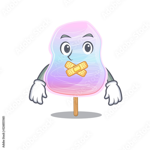 cartoon character design rainbow cotton candy making a silent gesture