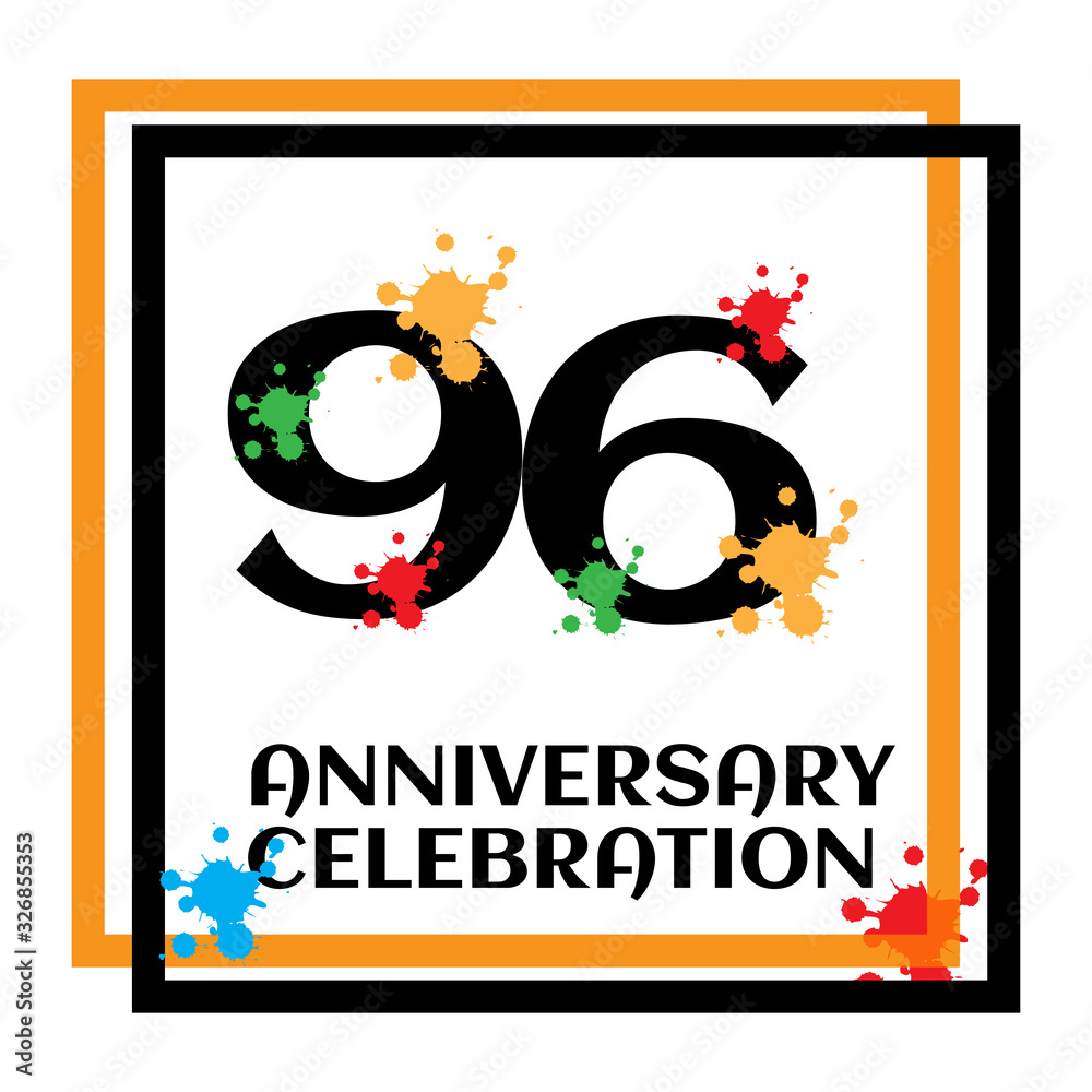 Fototapeta premium 96 anniversary logo vector template. Design for banner, greeting cards or print