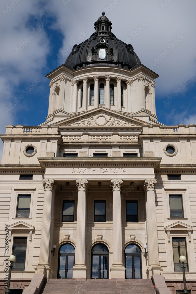 South Dakota state capitol building facade view