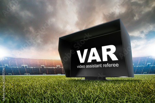 The video assistant referee scene a match official in football. photo