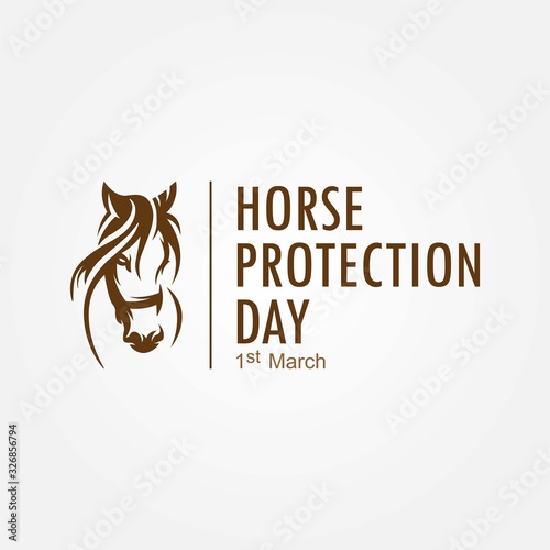 Horse head vector design illustrations and lettering. Celebrate Horse protection Day 1 March.