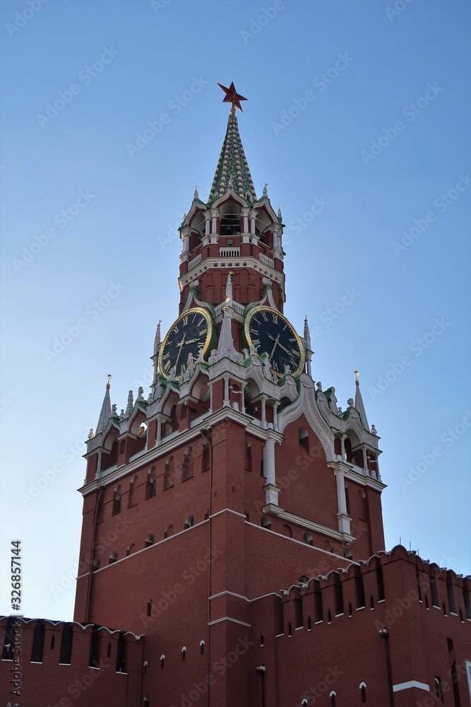 Moscow, the clock on the Kremlin towers, on Red Square. Moscow, the clock on the Kremlin towers, on Red Square.