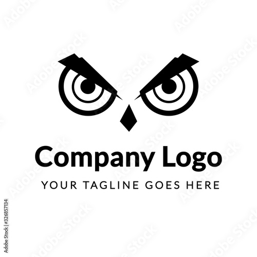 Eye Owl Bird Logo Template Concept Black White Background Vector Illustration