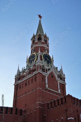 Moscow, the clock on the Kremlin towers, on Red Square.
