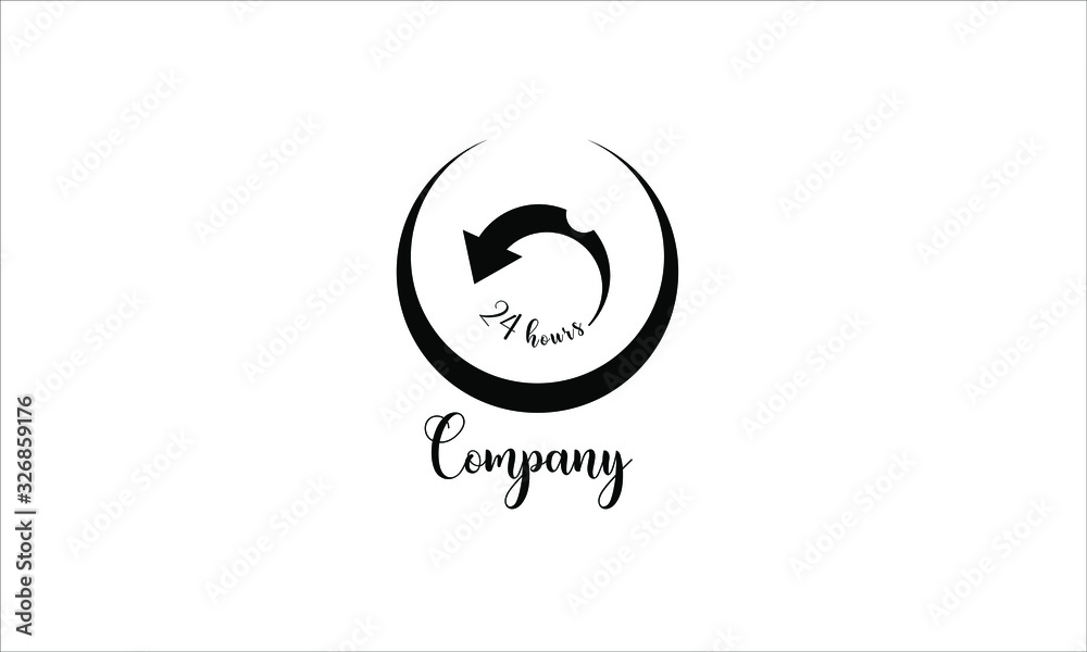 vector illustration of icon, vector logo 24 hours with eye silhouette vector illustration of icon, vector logo 24 hours with eye silhouette