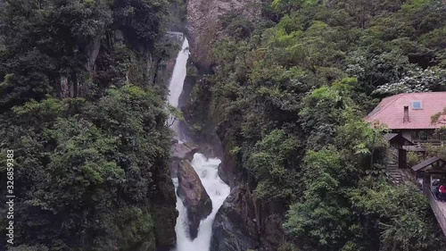 Pailon del Diablo waterfall in Banos de Ambato Ecuador.