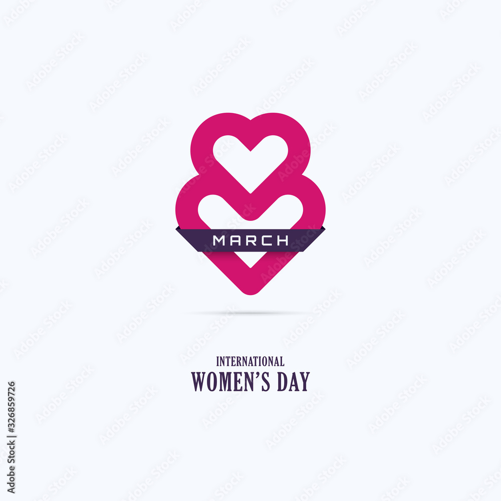 8 March icon in heart form, Womens Day lettering 8 March icon in heart form, Womens Day lettering