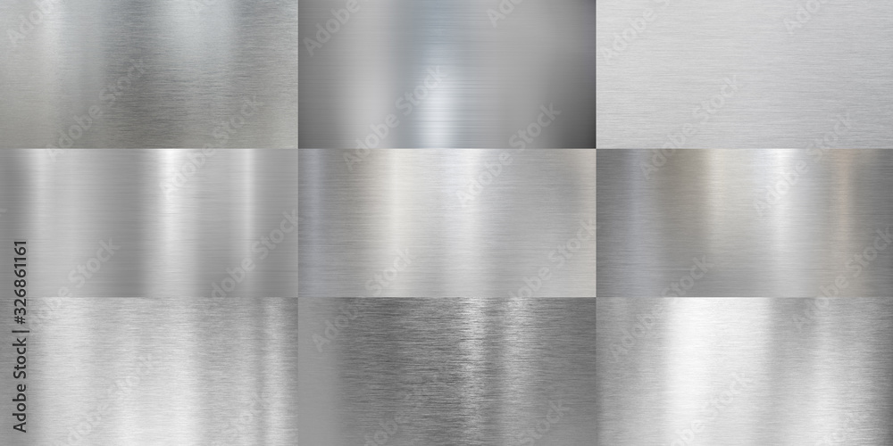 Metal textures brushed or polished aluminum set Stock Photo | Adobe Stock