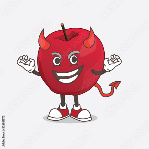 Apple cartoon mascot character as cruel devil