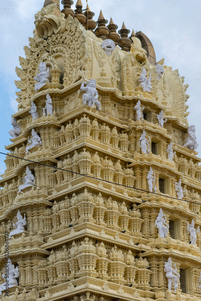 View of Sri Chamundeshwari Temple, located on Chamundi Hills near Mysore, India