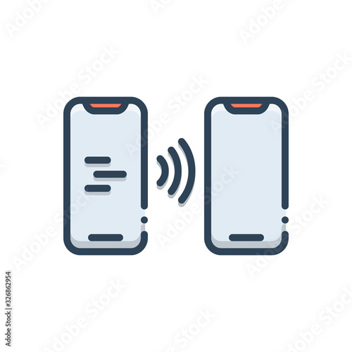 Color illustration icon for contactless  