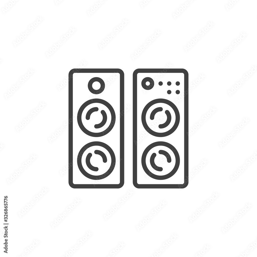 Sound speakers line icon. linear style sign for mobile concept and web design. Audio stereo system outline vector icon. Symbol, logo illustration. Vector graphics