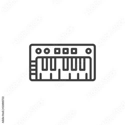 Midi keyboard line icon. Digital piano keys linear style sign for mobile concept and web design. Synthesizer outline vector icon. Symbol, logo illustration. Vector graphics