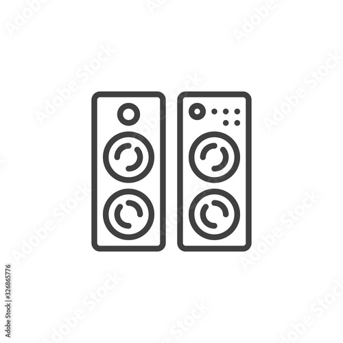 Sound speakers line icon. linear style sign for mobile concept and web design. Audio stereo system outline vector icon. Symbol, logo illustration. Vector graphics