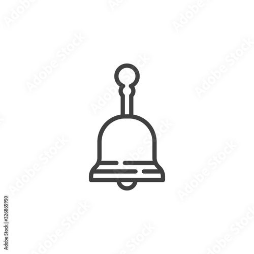 Handle bell line icon. linear style sign for mobile concept and web design. Musical bell outline vector icon. Sound symbol, logo illustration. Vector graphics