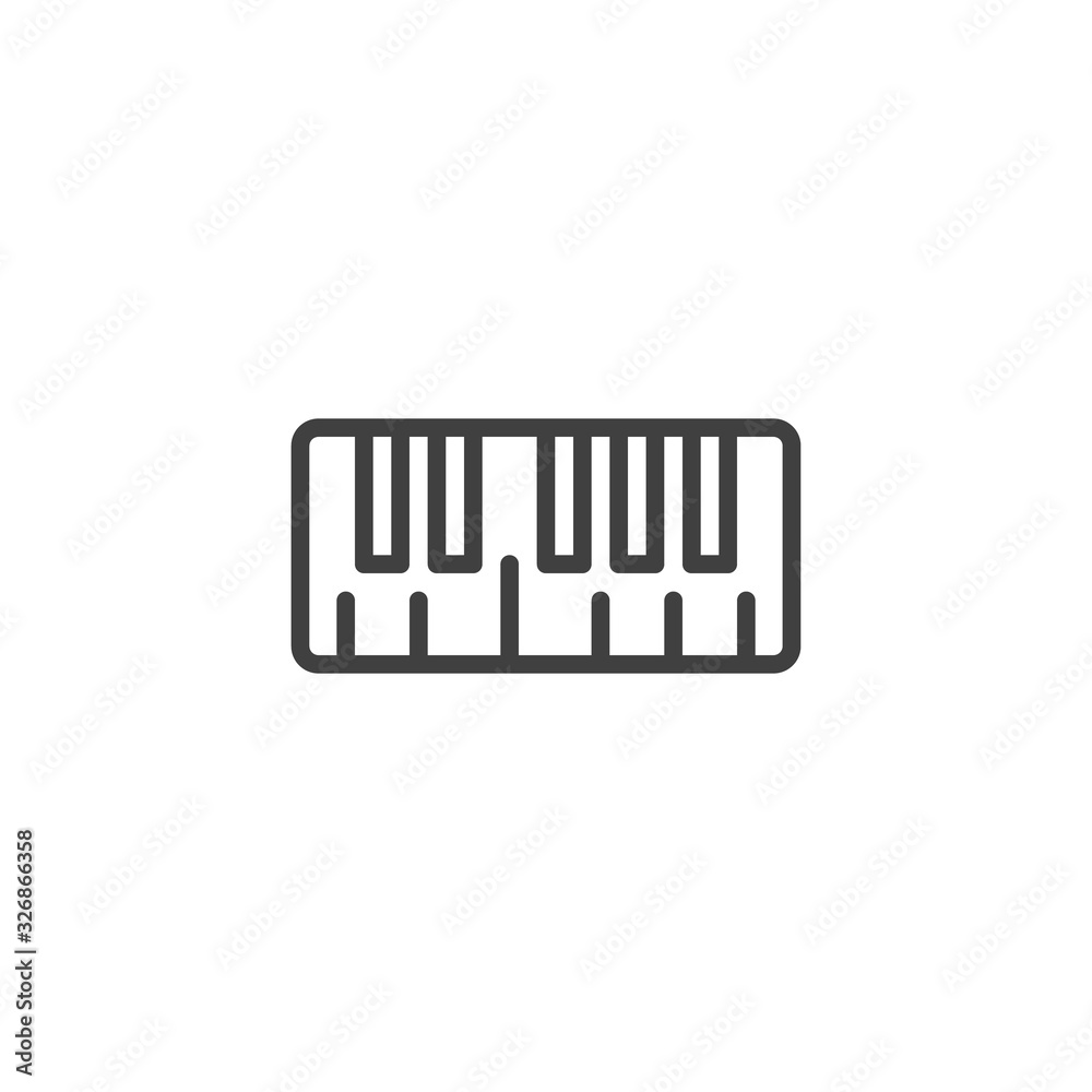 Synthesizer keyboard line icon. linear style sign for mobile concept and web design. Midi piano keyboard outline vector icon. Symbol, logo illustration. Vector graphics Synthesizer keyboard line icon. linear style sign for mobile concept and web design. Midi piano keyboard outline vector icon. Symbol, logo illustration. Vector graphics
