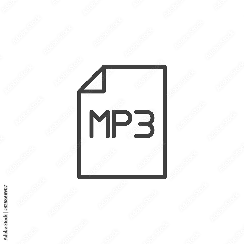 Mp3 music file line icon. linear style sign for mobile concept and web design. mp3 sound file folder outline vector icon. Symbol, logo illustration. Vector graphics Mp3 music file line icon. linear style sign for mobile concept and web design. mp3 sound file folder outline vector icon. Symbol, logo illustration. Vector graphics