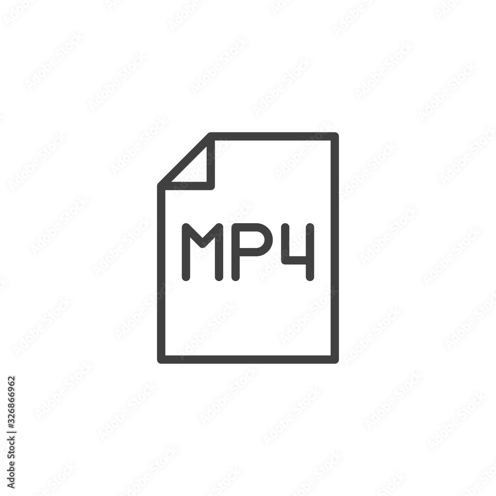 Mp4 media file line icon. linear style sign for mobile concept and web design. mp4 file folder outline vector icon. Symbol, logo illustration. Vector graphics Mp4 media file line icon. linear style sign for mobile concept and web design. mp4 file folder outline vector icon. Symbol, logo illustration. Vector graphics