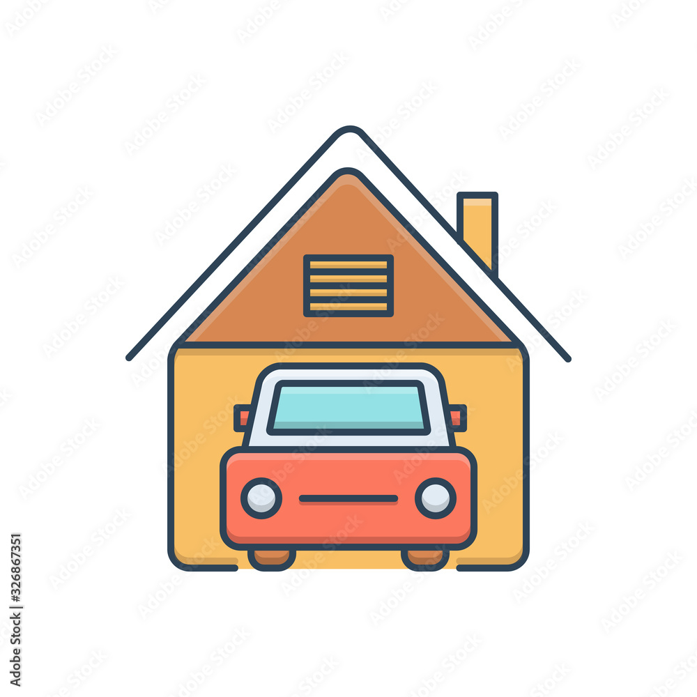Color illustration icon for garage   