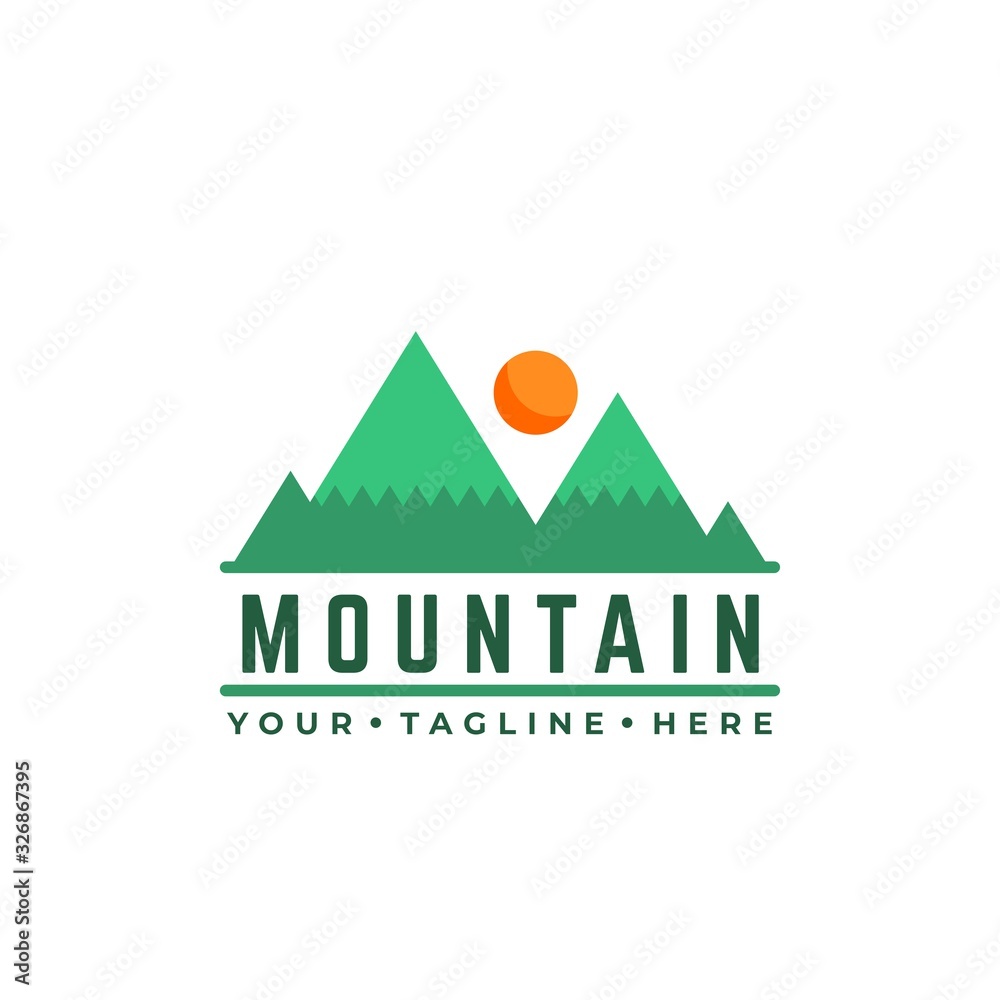 Flat Design Mountain Logo Template