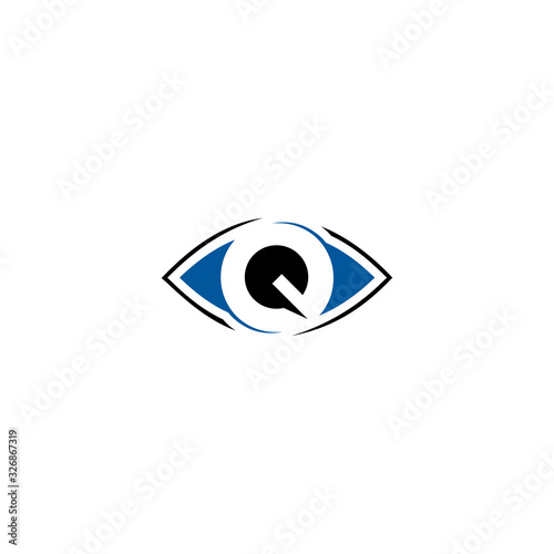 Letter Q with eye icon logo design template elements