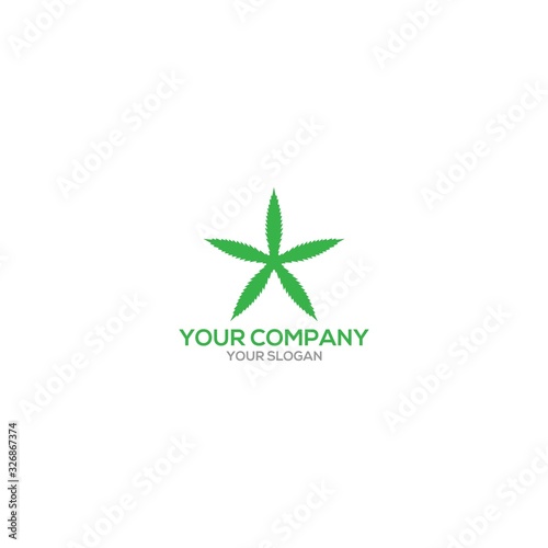 Cannabis in Star Logo Design Vector