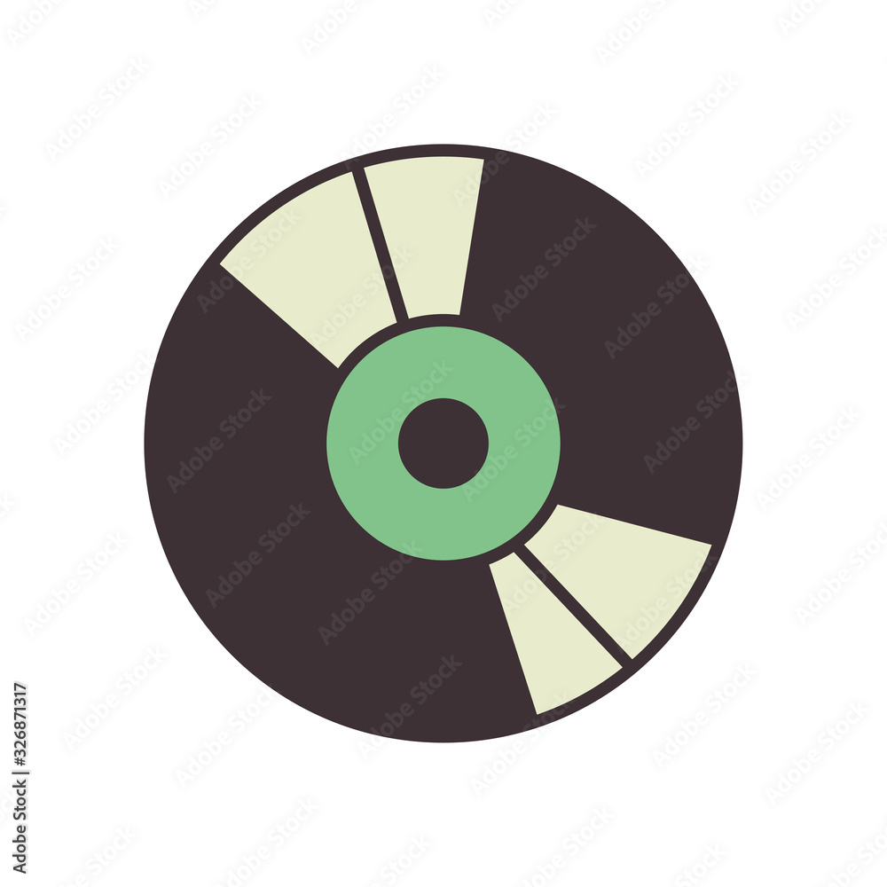 Isolated retro music vinyl line fill style icon vector design Isolated retro music vinyl line fill style icon vector design