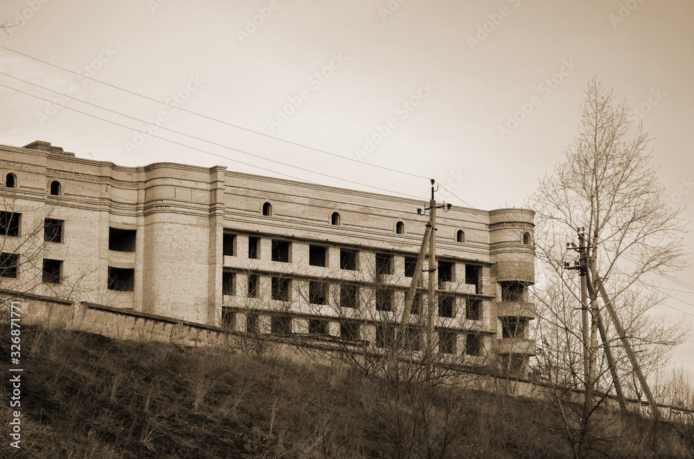 Abandoned construction site of hospital. Abandoned at 1991,during Ukrainian undependence crisis. Kiev,Ukraine Abandoned construction site of hospital. Abandoned at 1991,during Ukrainian undependence crisis. Kiev,Ukraine