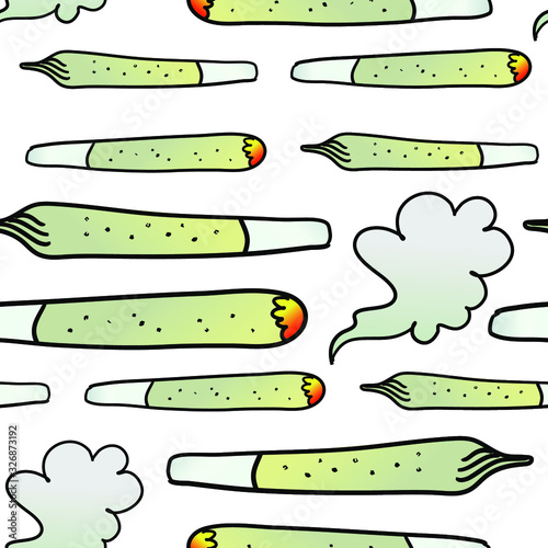 Seamless vector pattern with joints. Marijuana background.