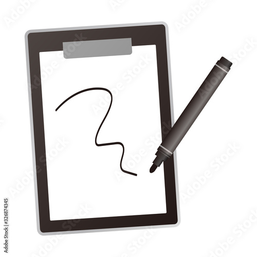 writing with a pen on a clip board