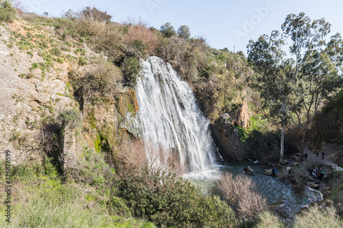 Ayun waterfall flows from a crevice in the mountain and is located in the continuation of the rapid, shallow, cold mountain Ayun river in the Galilee in northern Israel