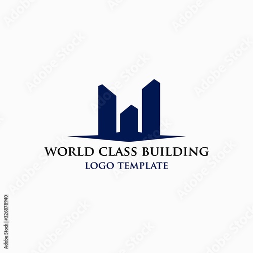 letter W building logo design inspiration . world class building logo design inspiration . w city silhouette