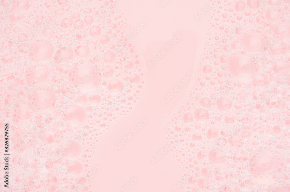 Pink bubbles background with copy space.